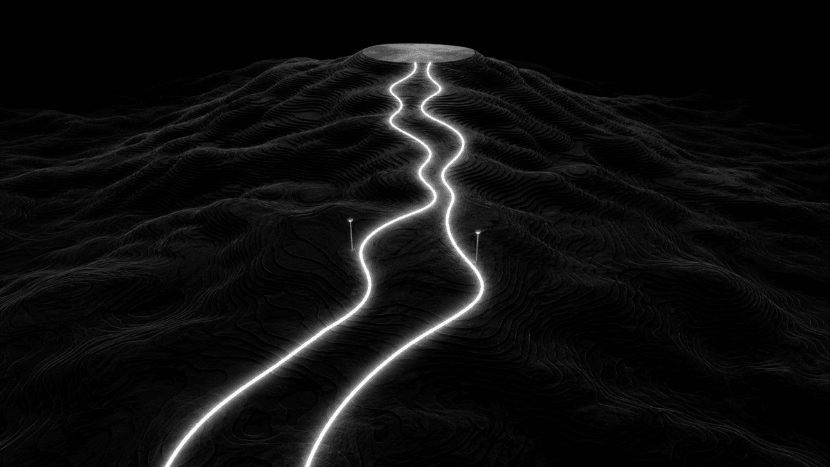 Two parallel paths ascending together toward the same destination